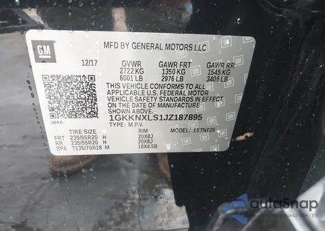 2018 GMC Acadia Denali from USA, damaged, VIN 1GKKNXLS1JZ187895